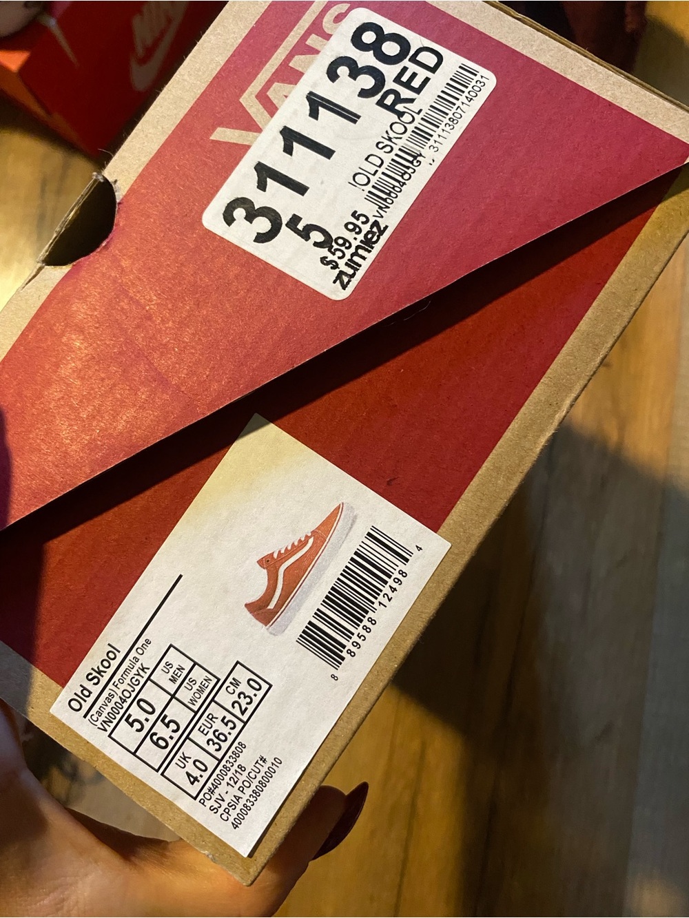 Red Canvas old skool vans women’s 6.5 men’s 5 - Picture 6 of 6